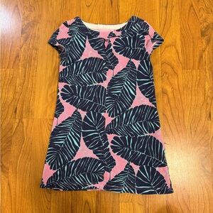 Lilly Pulitzer Pink Dress with Navy Leaf Print